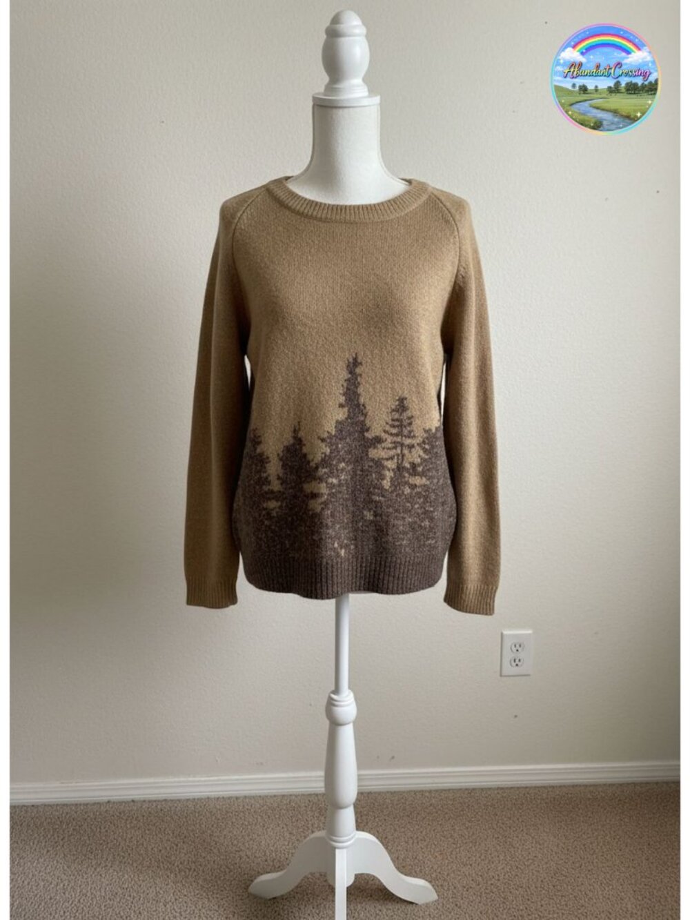 Womens Fair Isle Sweater Wool Blend Crewneck Knit Pullover Fall Winter